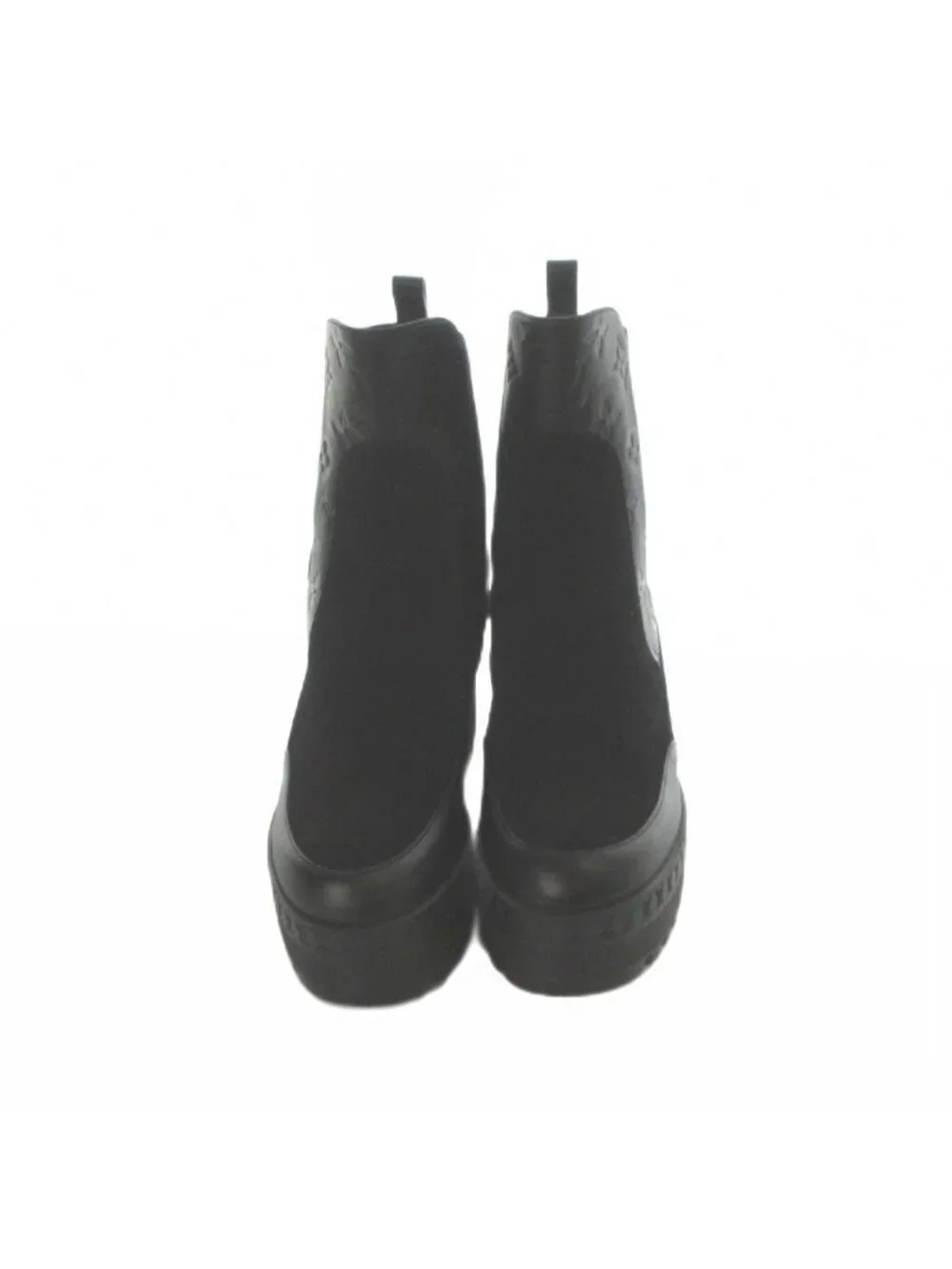 Louis Vuitton Laureate Monogram Boots Short Logo Suede Platform Black